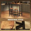 HOMCOM Bar Stools Set of 2, Industrial Breakfast Bar Stools with Footrest, Round Barstools, for Kitchen, Dining Room, Living Room, Brown image 5