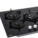 Belling GTG753RI BLK Gas Hob – 75 cm Black Glass, 5 Burners, Cast Iron Pan Supports, Multi-Point Ignition  image 1