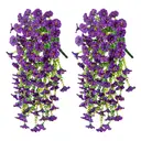 Yuejia Lot de 4 bouquets suspendus de fleurs artificielles en soie liseron violet - 75 cm image 0