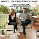 Outsunny Banc Suspendu en Résine Tressée 2 Places avec Coussins Amovibles et Lavables, Balancelle de Jardin Extérieure avec Chaînes en Acier, Charge 240 kg, 115x66x44cm, Beige image 2