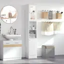 kleankin Tall Bathroom Storage Cabinet with Mirror, Freestanding Floor Cabinet Tallboy Unit with Adjustable Shelves, White image 1