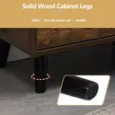 CLIPOP Retro Bedside Table with 2 Drawers and Open Side Storage Cabinet Storage Unit Nightstands Brown image 5