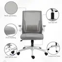 Vinsetto Mesh Office Chair, Desk Chair with Lumbar Support, Flip-up Armrest, Swivel Wheels, Adjustable Height, Grey image 5