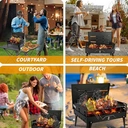 Huacan Outdoor folding barbecue grill with built-in barbecue toolbox style grill, barbecue rack, stall grill, 1 piece image 2