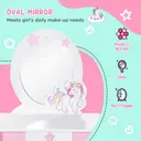 HOMCOM Girls Dressing Table with Mirror, Stool, Kids Dressing Table, Unicorn-Designed Play Toy for Toddles Girls Age 3-6 Years, Acrylic Mirror, Pink and White image 3