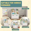 AIYAPLAY Kids Bookshelf, Bookcase Toy Storage Organiser with 3 Tier Shelves, Drawer, for Bedroom, Nursery, Playroom, Classroom, White image 2