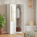 HOMCOM 2 Door 3 Drawer Mirrored Wardrobe with Rail, Modern Clothes Storage Cupboard with Mirror, Drawers and Adjustable Shelves for Bedroom, 80 x 50 x 180 cm, White image 8