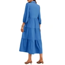 Robe longue superposée pour femme avec col chemise Bleu Taille S image 4