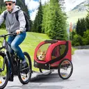 PawHut Steel Dog Bike Trailer Pet Cart Carrier for Bicycle Kit Water Resistant with Hitch Coupler Travel Red image 8