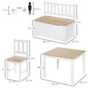 HOMCOM 4-Piece Kids Table and Chair Set with 2 Wooden Chairs, 1 Storage Bench, and Interesting Modern Design, Beige/White image 4