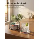 JU7CER 6-Piece Diamond Painting Coaster Set with Stand - Abstract Plant Diamond Art | Adult Beginner Craft Supplies 4×4 Inches (10×10cm) image 2