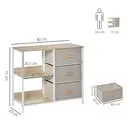 HOMCOM Chest of Drawers Storage  Dresser Cabinet Organizer with 3 Fabric Drawers and 2 Display Shelves for Living Room, Bedro image 2