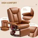 HOMCOM Manual Recliner Chair with Footrest, Upholstered Reclining Armchair with Adjustable Backrest and Steel Frame Brown image 8