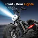 URLIFE Vélo électrique pour adultes et adolescents, Pneus larges 16" x 3,0, Batterie amovible 48 V 13 Ah, Moteur sans balais 250 W, Autonomie de 100 km, Double suspension, Écran LCD, Protège-mains, Éclairage avant et boîte de rangement Noir image 7