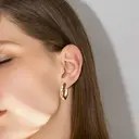 Irregular Geometric Hoop Earrings for Women - 18K Genuine Gold Plated Modern Art Design, Premium Fashion Jewelry with Gift Box image 1