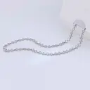 14-Inch Women's Rhodium Plated Choker Necklace, Dainty Beaded Chain image 4