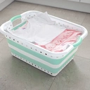 Addis 45L Collapsible  Laundry Basket - White & Aqua Haze image 3