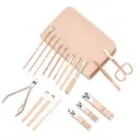 18 in 1 Professional Manicure Set, Portable Nail Clippers & Eyebrow Grooming Kit, Stainless Steel Nail Care Tools with Leather Case for Travel & Home (Rose Gold)[Color Box] image 1