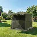 Outsunny 2 x 2 m Pop Up Gazebo with Awning, Waterproof Instant Shelter for Garden BBQ, Fishing, Camping, Easy Setup Garden Gazebo with Sides, Mesh Windows & Carry Bag, Army Green image 2