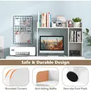 COSTWAY Wooden Desk Bookshelf with 4 Shelves and Open Back Compartment-White image 3