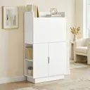 HOMCOM Bureau Pliant, Bureau Informatique avec Plateau Rabattable, Étagères de Rangement et Placard, Style Moderne, 80 x 30 x 128 cm, Blanc image 7