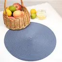 PP Round Placemat
Zhongyuan Ink Blue，Set of 6 Round Braided Placemats Table Mats for Dining Tables Washable Non-Slip Place Mats 15 inch for Home Decoration image 3