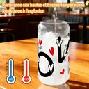 Alphynix Gobelet en verre avec couvercle en bambou et paille 500 ml - Love  image 4