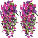 Yuejia Lot de 4 bouquets suspendus de fleurs artificielles en soie liseron violet et fuchsia - 75 cm image 0