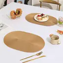 PP Placemats Set of 6 for Dining Table，PP oval placemat BL straw yellow，Washable Woven Vinyl Non-Slip 18x12 inches Placemat Heat-Resistant Durable Table Mats for Dining Table Easy to Clean image 3