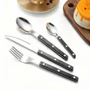 FangYuan Set de 4 couverts en acier inoxydable compatible lave-vaisselle – Manche noir image 9