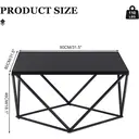 CLIPOP Wooden Coffee Table for Living Room, Centre Table with Metal Frame for Home Office Furniture Modern Black image 4