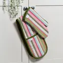 Dexam Single Oven Glove Striped 100% Cotton Green/Pink image 1