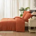 MEEALLHOME Parure de lit texturée Seersucker mandarine - 1 housse 260 x 240 cm et 2 taies 65 x 65 cm image 1