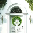20 Inch Boxwood Wreath with Sash-1pcs image 1