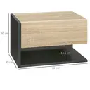 HOMCOM Floating Bedside Table Set of 2, Wall Mounted Bedside Cabinet with Drawer and Open Shelf, Modern Nightstand for Bedroom, 46 x 30 x 30 cm, Oak Tone image 2