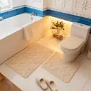 Bathroom Set 3 Piece Non-Slip Absorbent Bath Mats for Tub Shower, Machine Washable 38*44cmToilet Cover, 50*40cm U-Shaped Contour Toilet Rug，50*80cm Bathroom Rugs,Beige meander pattern image 2