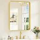Melodieux Gold Bathroom Vanity Mirror for Wall, 60x90 cm Metal Framed Wall Mirror Rectangle, Decorative Mirror for Bedroom Living Room Entryway Horizontally or Vertically image 3