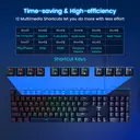 ET 100% kabelgebundene mechanische Tastatur, US-Layout (QWERTY), RGB, 104 Tasten, ultraschlank, mit LED-Hintergrundbeleuchtung, USB-kabelgebunden, mit Blue Switch, langlebige ABS-Tastenkappen, Anti-Ghosting, verschüttungssicher, für PC, Mac und Xbox image 4