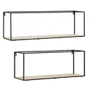 Interiors by Premier Wall Décor Brixton Rectangle Wood Shelves Black/Natural 2pcs image 0
