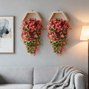 Yuejia 2PCS 30.7in/78cmArtificial Fake Hanging Flowers Plants for Outdoor Spring Summer Decoration, Faux Silk Violet Look Real Trailing Vines for Outside Home Planter Porch Patio(Rose Red) image 5