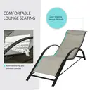 Outsunny 3 Pieces Sun Lounger Chair Set, Metal Frame Outdoor Garden Recliner Chairs with Glass-Top Side Table and Armrests fo image 3