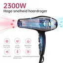 CONFU hogesnelheidsföhn 8926 zwart, 19.000 tpm, lange tijd niet moe, 2300W vermogen, twee mondstukken image 1