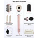 Okaydeer Set de Brosse Sèche-Cheveux Haute Vitesse 7 en 1 & Boucleur Auto-Enrouleur, Lisseur à Air Chaud Anti-Frisottis et Volumateur pour Cheveux Lisses et Brillants, Cadeau Rose avec Sac de Voyage image 9