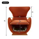 URBAN MEUBLE Fauteuil de salon design aspect requin-baleine, Tissu rouge brique, 66 x 69 x 76 cm image 2