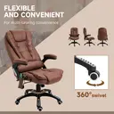 Vinsetto Massage Office Chair with Lumbar Heating, Microfiber Cloth Executive Computer Desk Chair with High and Reclining Back, Tilt Function, Adjustable Height, Padded Armrests, Brown image 8