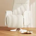 HOMCOM Massage Recliner Chair with Footstool, Upholstered Reclining Armchair with Adjustable Backrest and Steel Frame, Breathable Linen Fabric Swivel Chair for Living Room, Bedroom, Cream White image 8