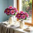 Yuejia Lot de 3 bouquets de fleurs artificielles en soie hibiscus tropical fuchsia - 45 cm image 0