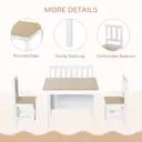 HOMCOM 4-Piece Kids Table and Chair Set with 2 Wooden Chairs, 1 Storage Bench, and Interesting Modern Design, Beige/White image 5