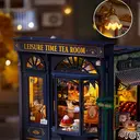 Robotime Rolife Leisure Time Tea DIY Dollhouse Kit 24.9x15.5x17.8cm 1PC,Home decoration, bookshelf decoration,Craft Gifts for Adults and Teens,Educational toys image 3