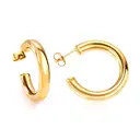 18K PVD Gold Stainless Steel Chunky C-Shape Hoop Earrings, Hollow Geometric Open Hoop Jewelry Set image 4